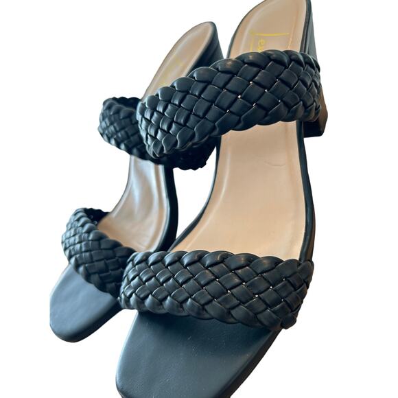 Levelle Women’s Aria Braided Two Strap Block Heel Sandals, Black, Size 10 - Picture 2 of 10